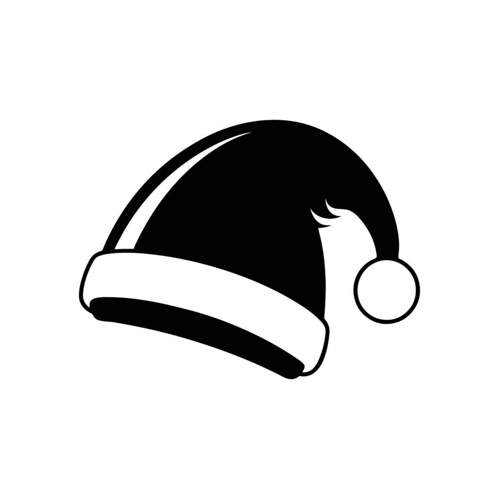 Minimalistic Santa Claus Hat Black Silhouette Art vector