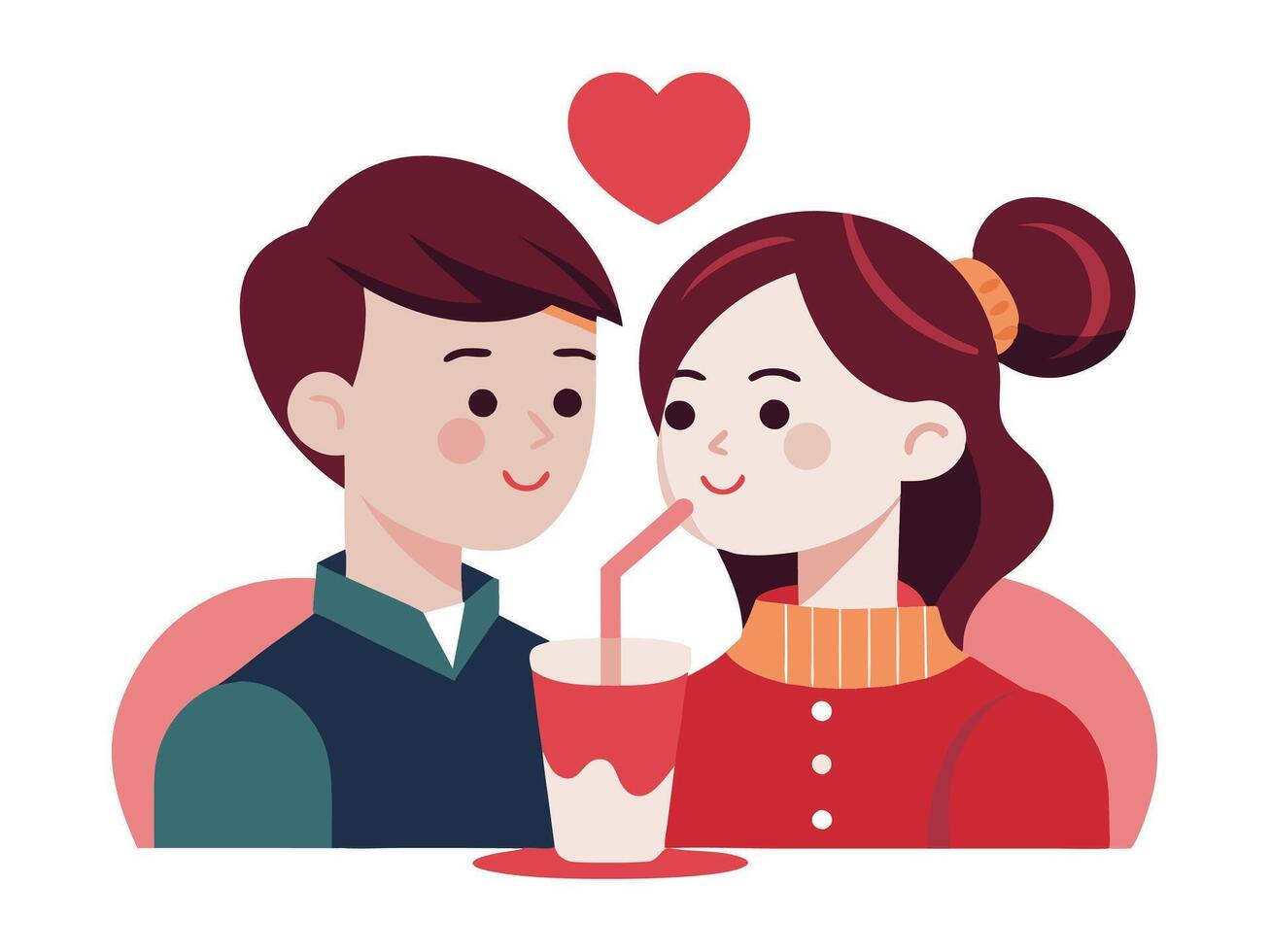 Couple Drinking from a Single Straw Valentines Style vector