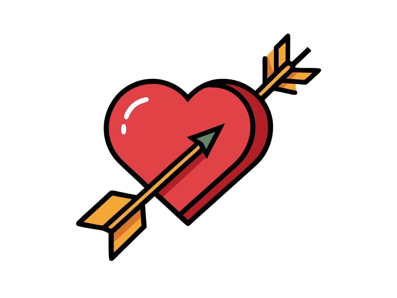 Heart and Arrow Tattoo Design Valentines Style vector
