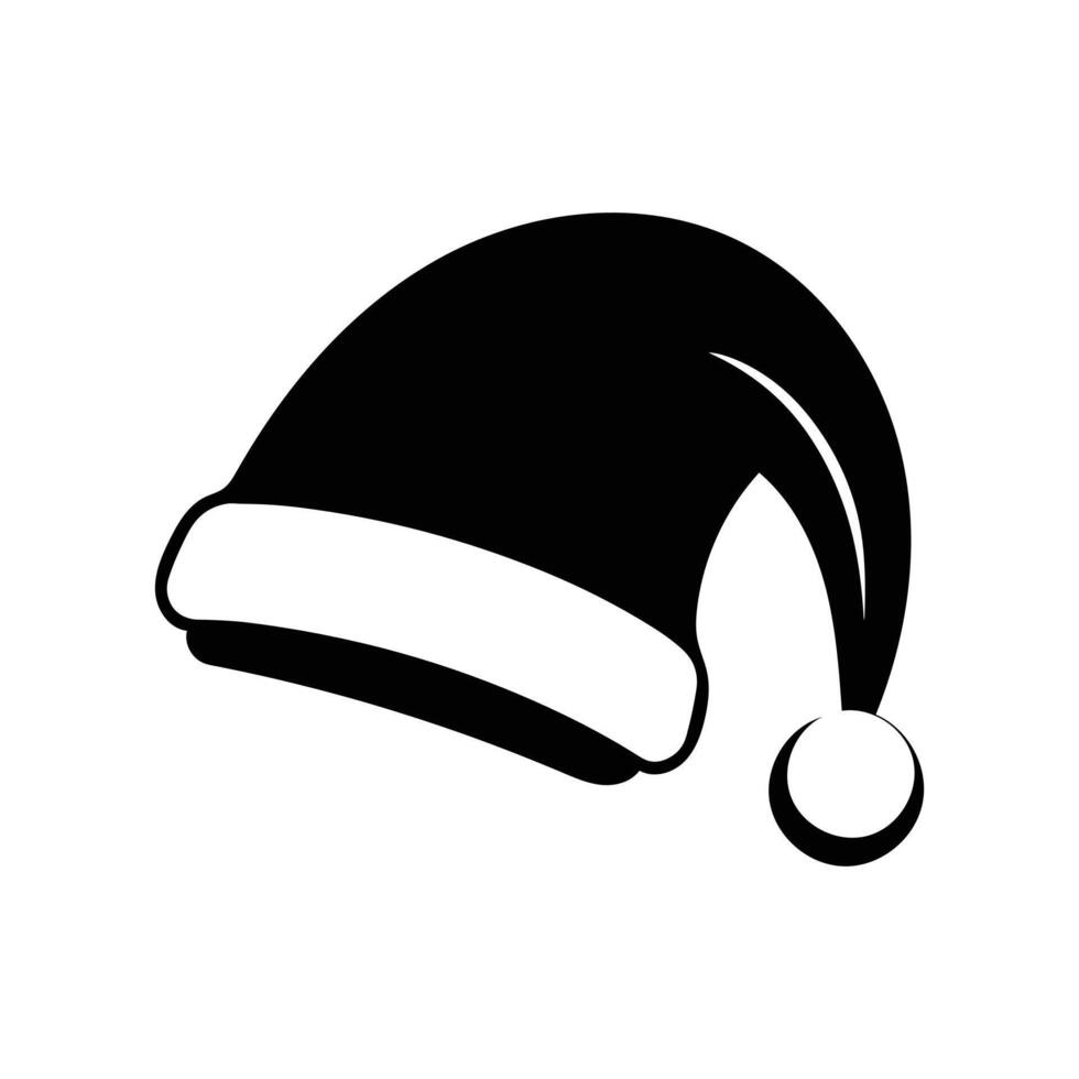 Clean Santa Claus Hat in Black Silhouette Style vector