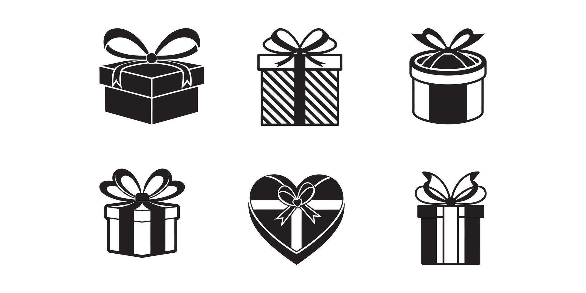 Set of Christmas Box Silhouettes on White Background vector