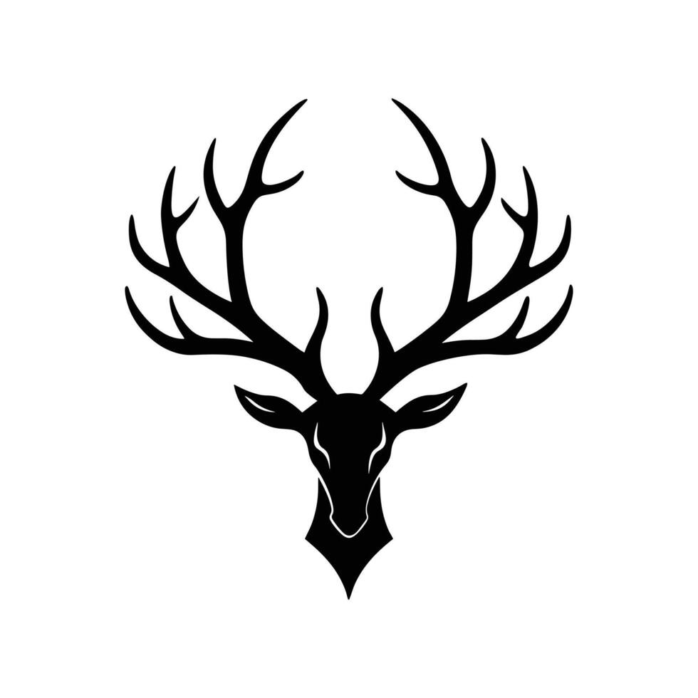 Single Reindeer Antler as a Black Silhouette on White vector