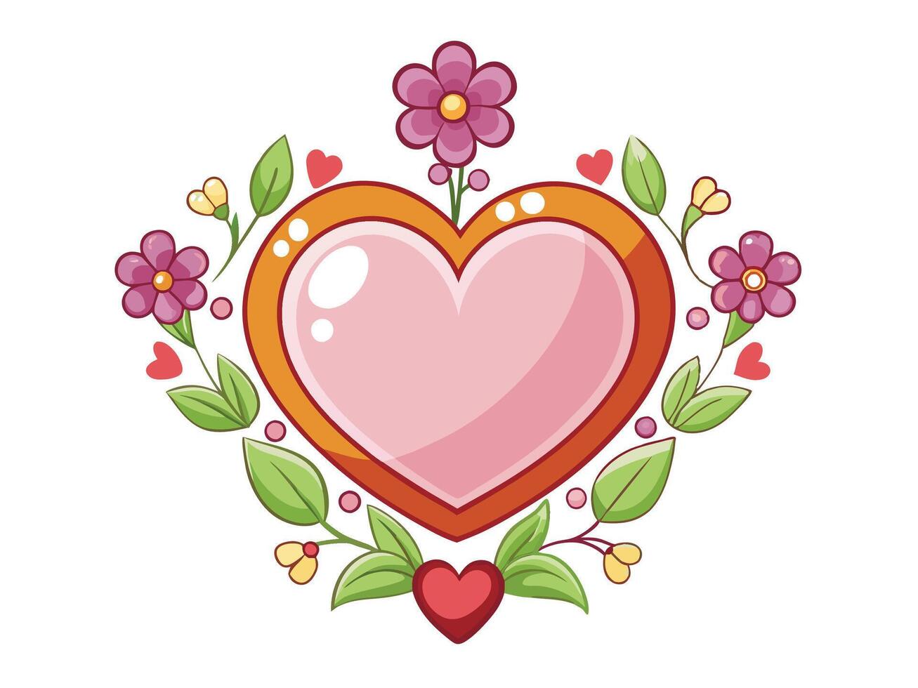 Heart-Shaped Mirror with Flowers Valentines Style vector