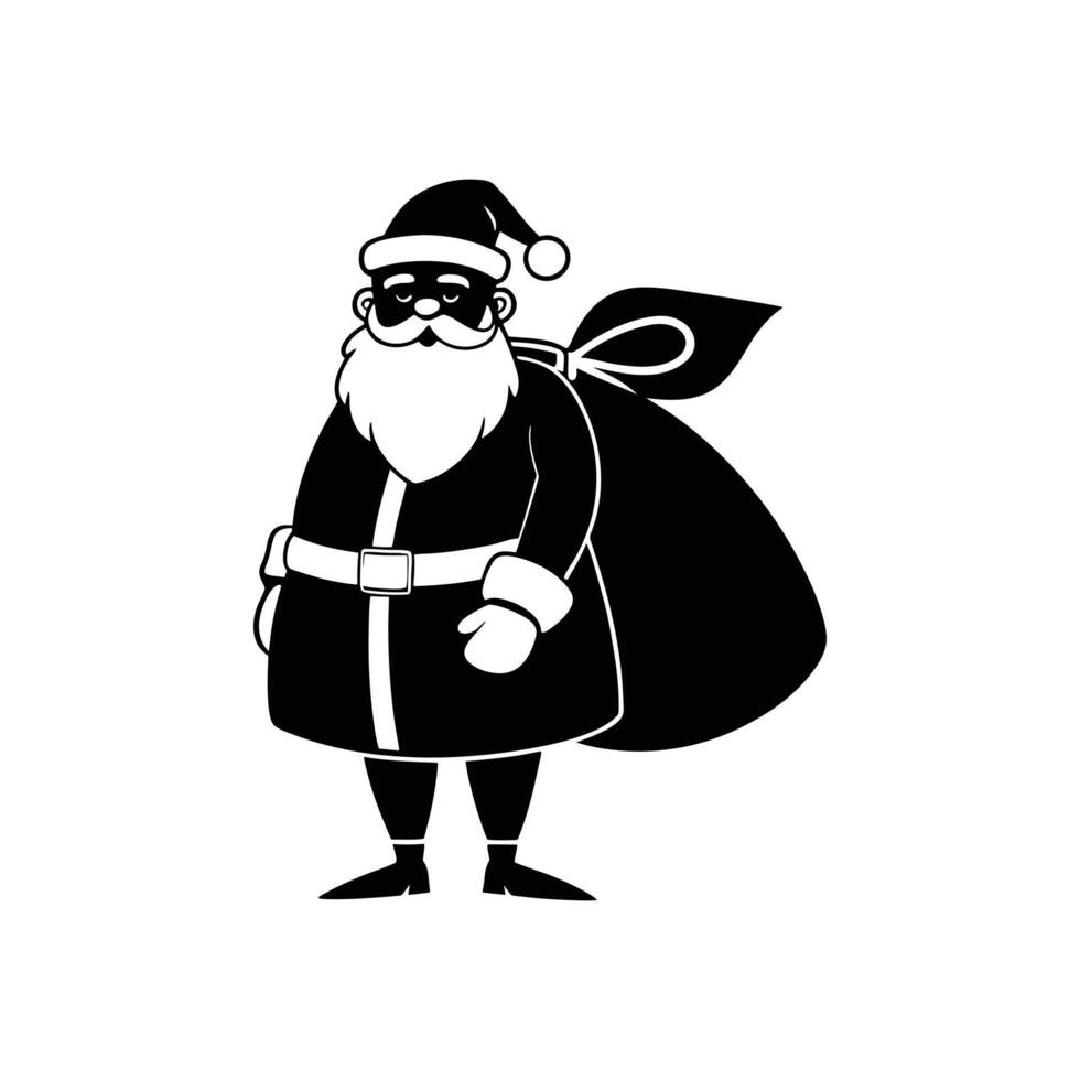 Santa Claus Standing with a Large Gift Silhouette vector