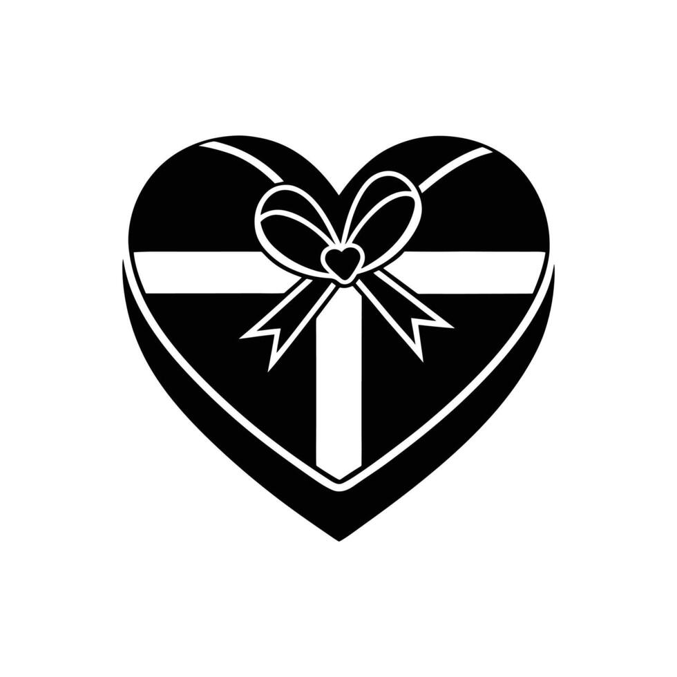 Clean Black Silhouette of a Gift Box with Ribbon and Bow vector