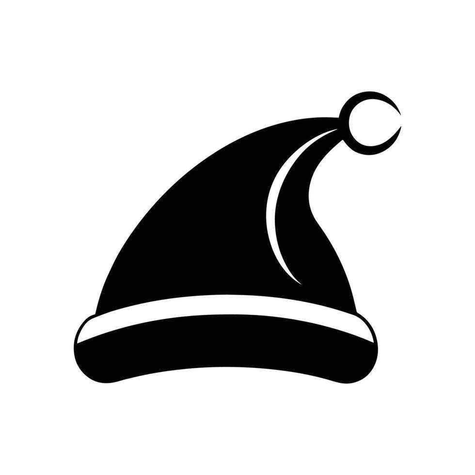 Stylized Santa Claus Hat Black Silhouette Art vector