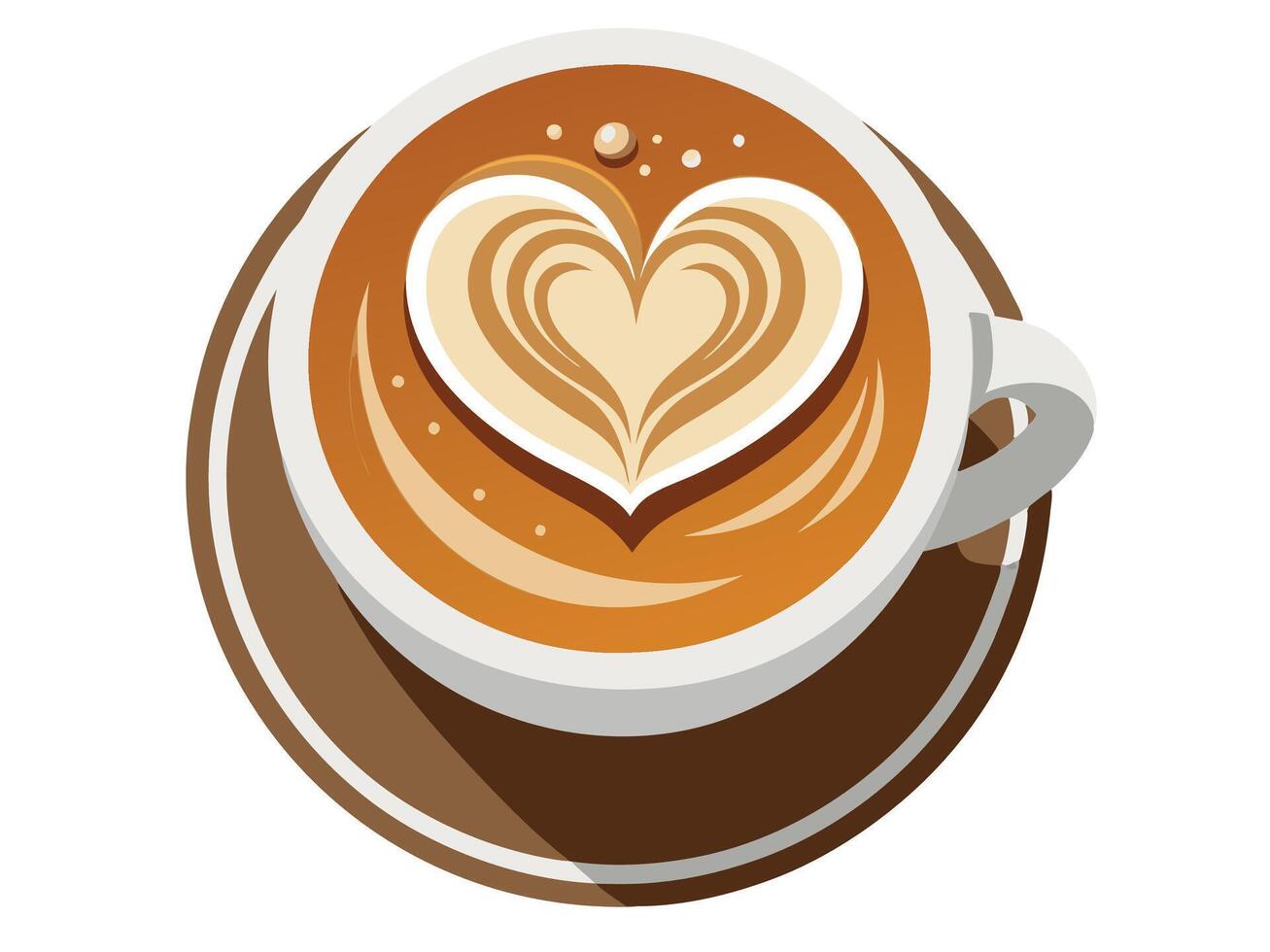 Heart-Shaped Coffee Latte Art Valentines Theme vector