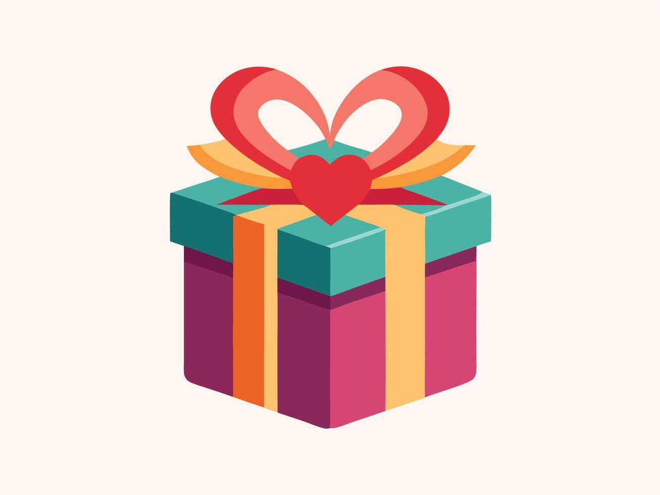 Valentine's Day Gift Box with Ribbon and Heart Design vector