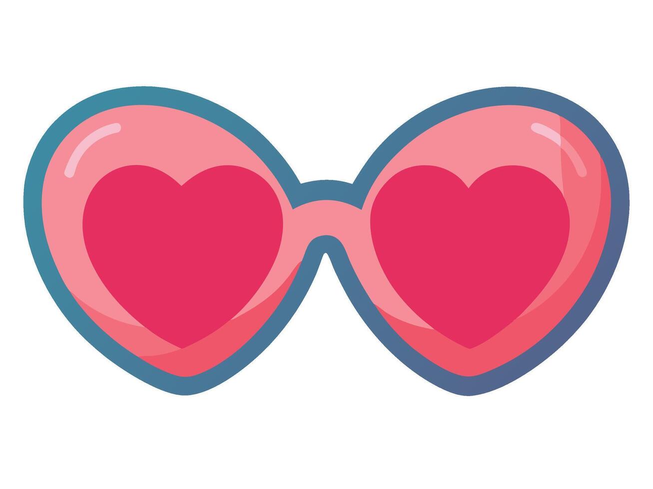 Heart Shaped Sunglasses Flat Illustration on White vector