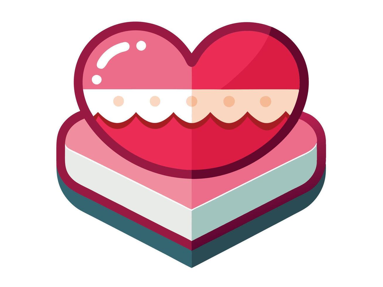 Heart Shaped Wedding Cake Valentine's Day Theme on White vector