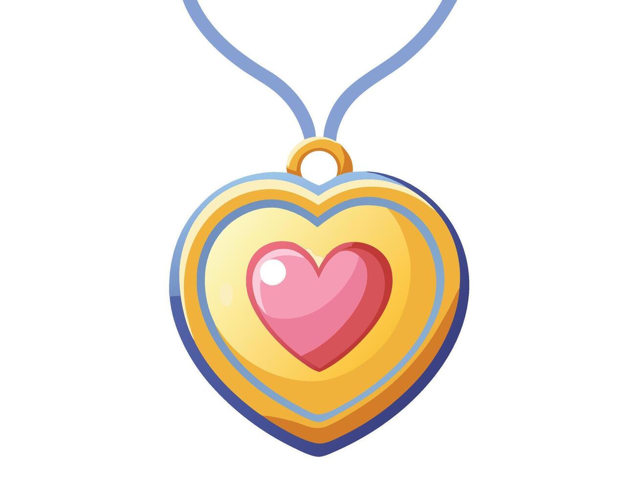 Locket Necklace with Heart Photo Valentine's Day on White vector