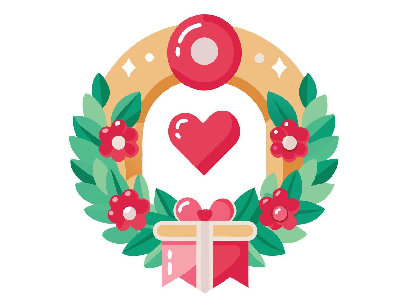 Valentine's Day Door Wreath with Love Themed Design vector