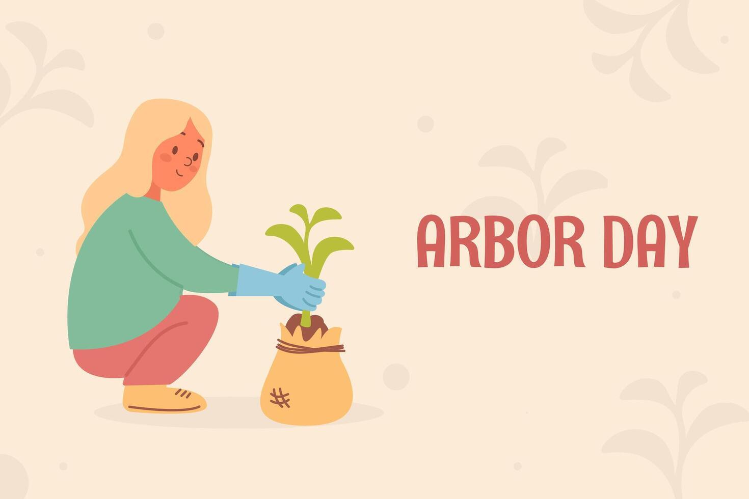 Arbor Day banner background in flat style vector