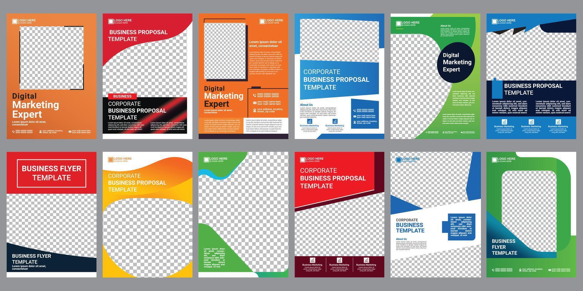 Digital marketing flyer design, corporate flyer template, poster bundle vector