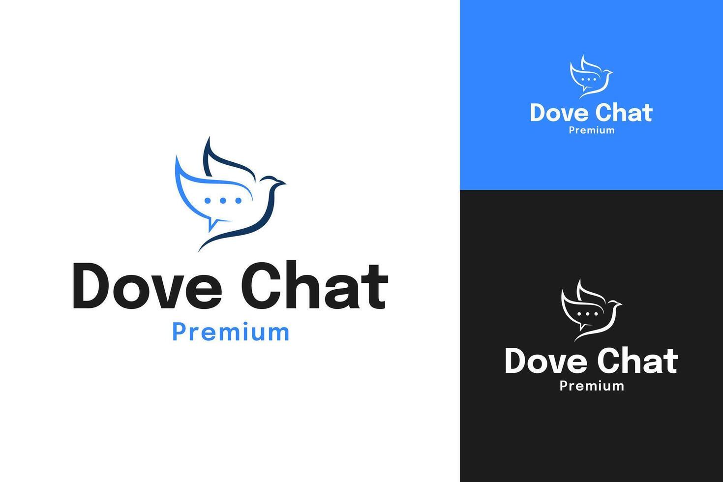 Blue dove with chat logo symbolizing harmonious communication design illustration vector