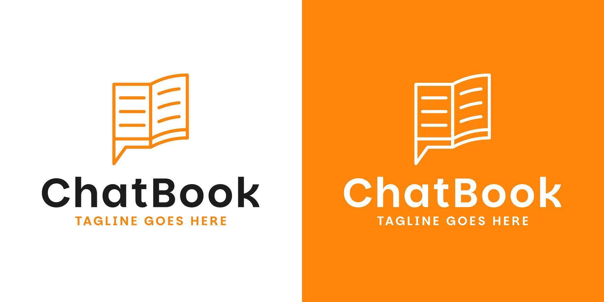 Open book and chat logo design template for knowledge sharing and communication illustration vector