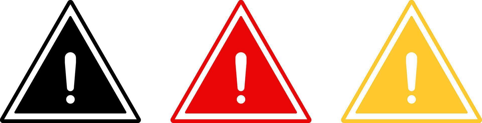 Set of Warning icon set. Danger triangle icon symbol. Attention caution sign warning symbol vector