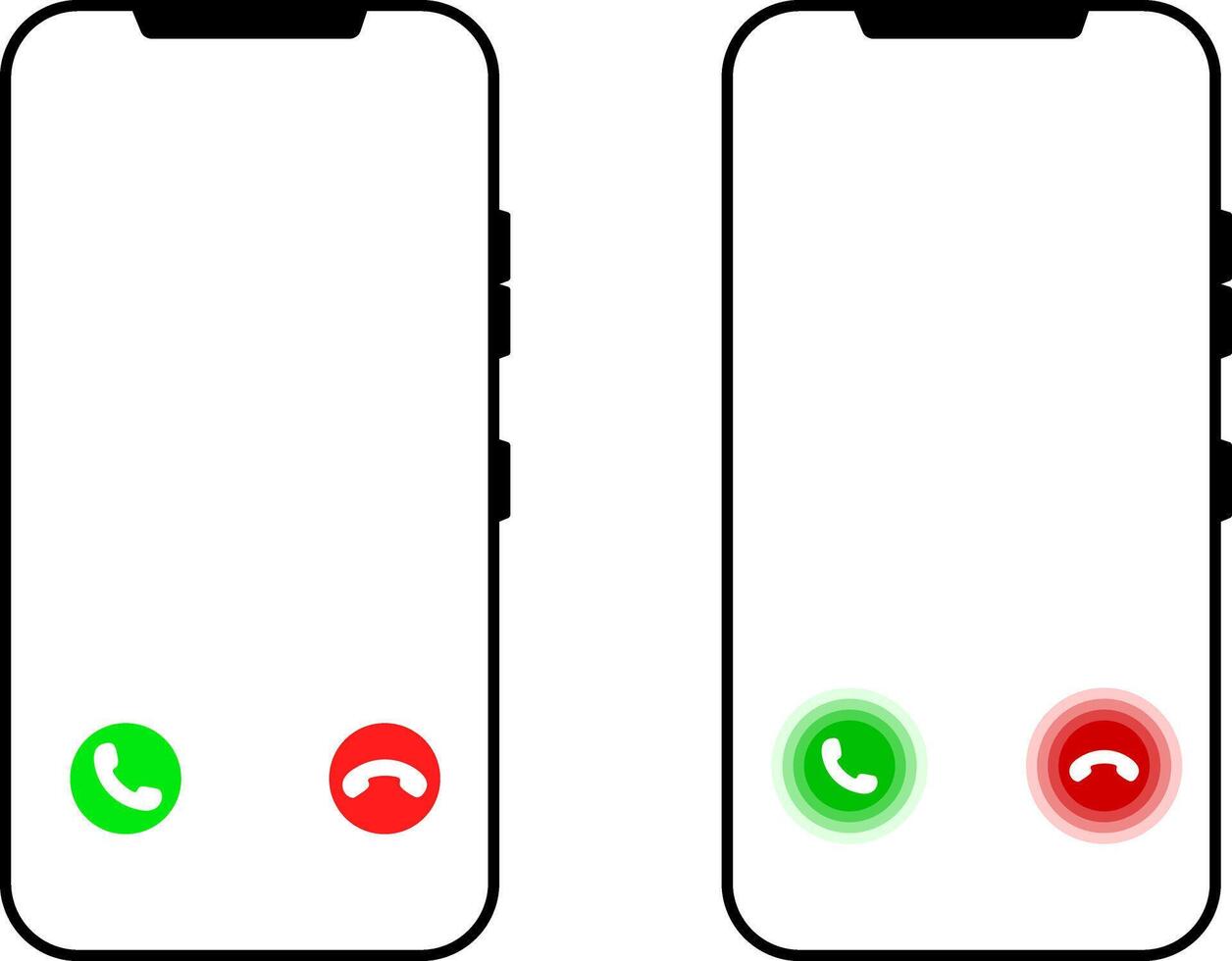 mobile with Incoming, outgoing, and missed icon set. Call phone icon. Set of signs for support. phone call receive icon sign vector