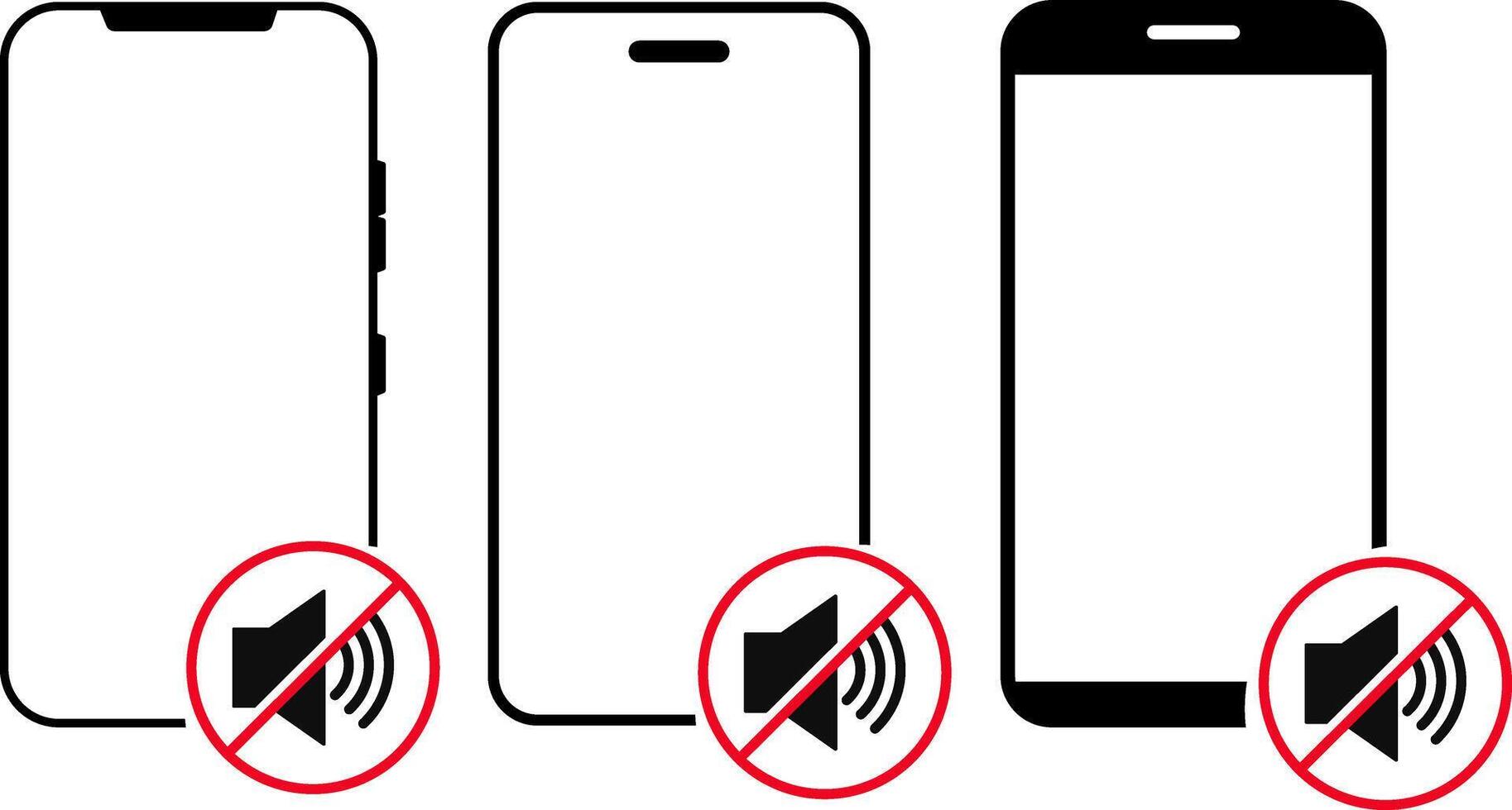 silent mode phone icon set. Mobile phone signal strength sign vector