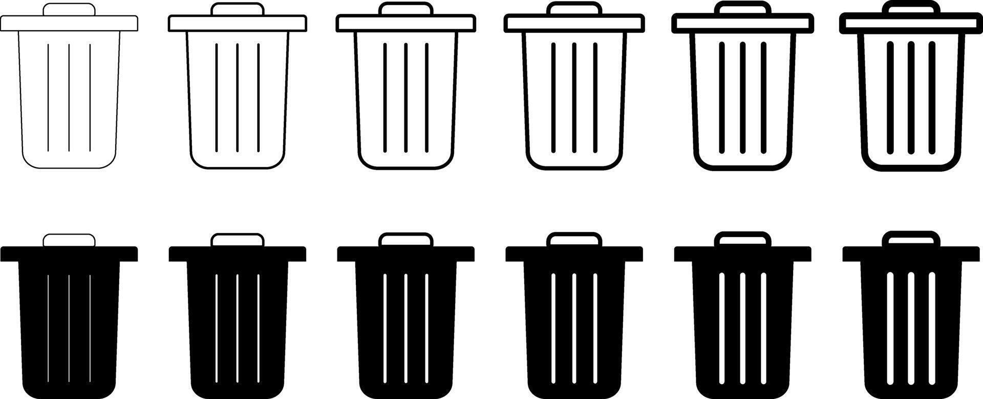 bin icon set. Delete sign symbol. trash sign. Basket or remove sign and symbol vector