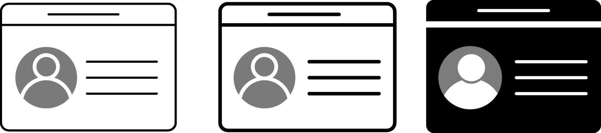 ID Card icon set. ID card badge sign. proof icon concept. Pass card identity. ID Badge Symbol. Employee clerk card vector