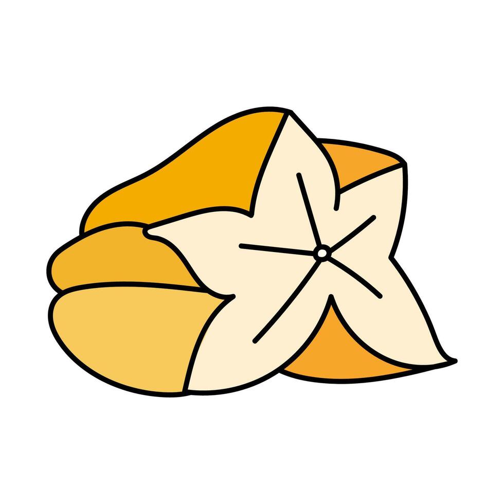 Carambola or star fruit. Hand drawn illustration on white background. vector