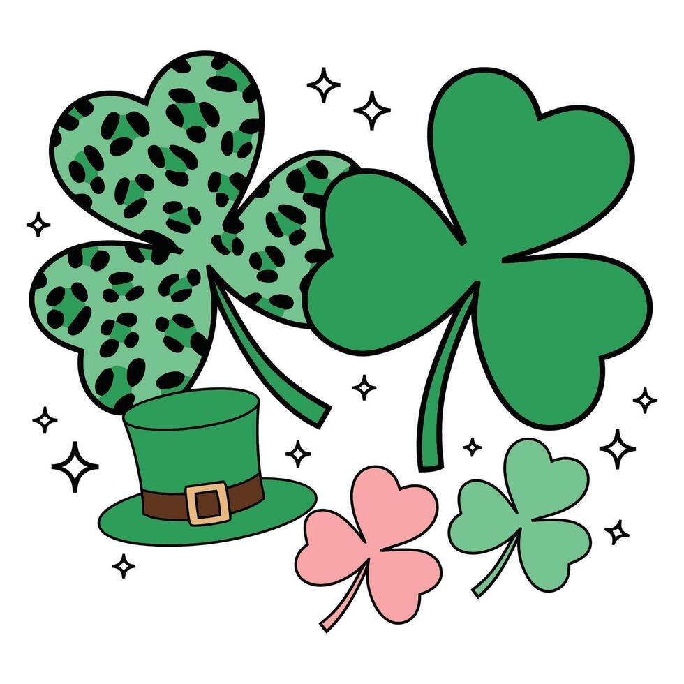 St. Patrick's Day Shamrocks and Leprechaun Hat Illustration vector