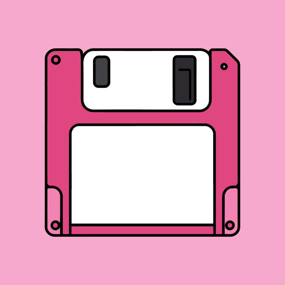 Pink Floppy Disk Retro Illustration vector