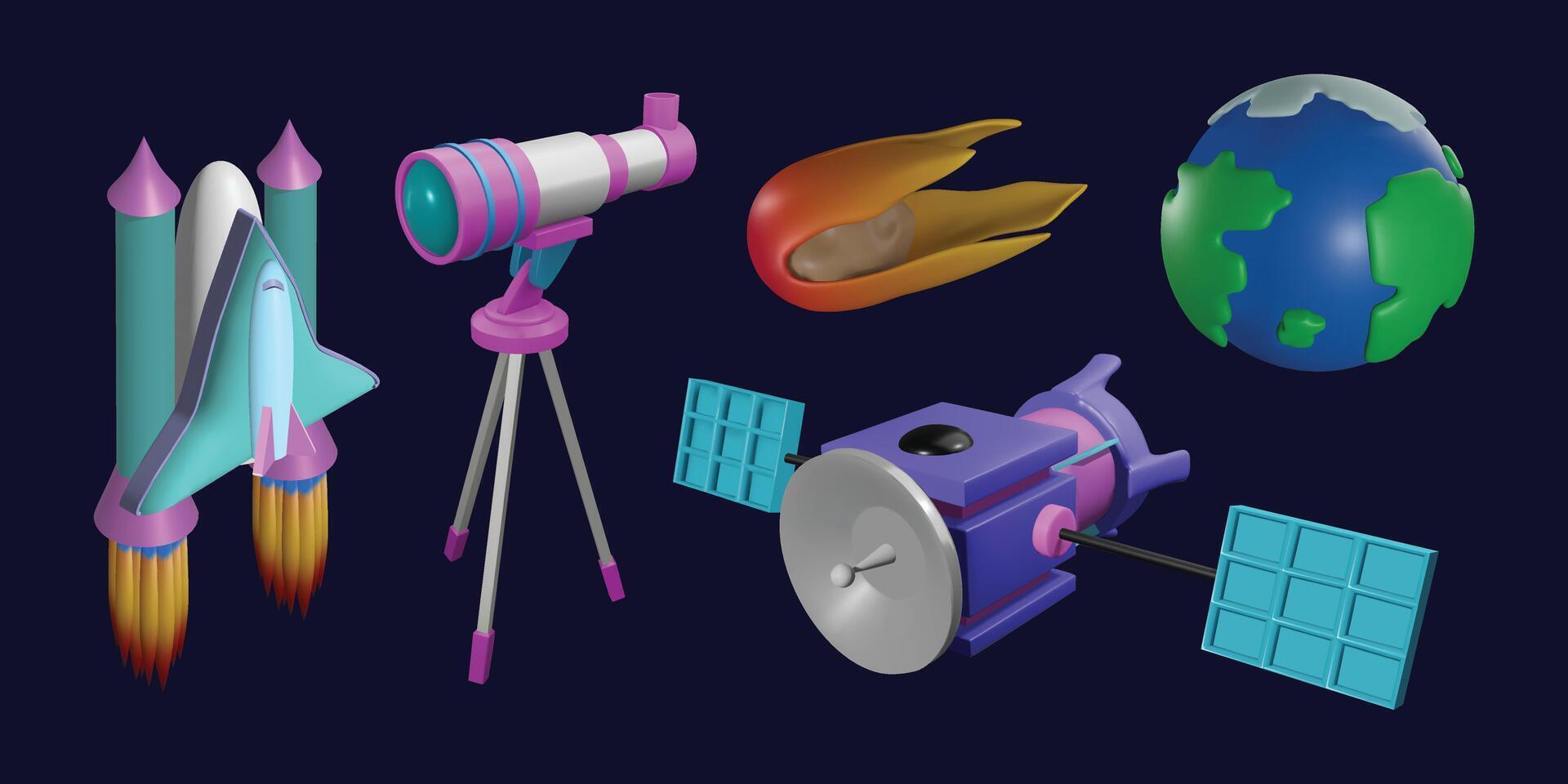set of 3d space icons to complete your design needs. vector
