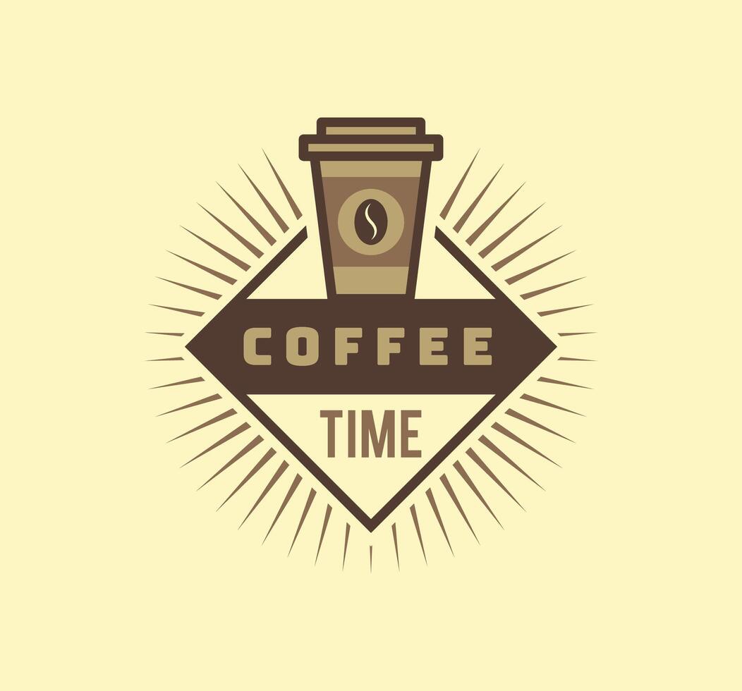 a logo for coffee time with a cup of coffee in the center vector