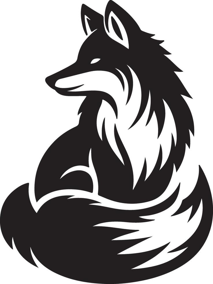 A black and white fox logo vector