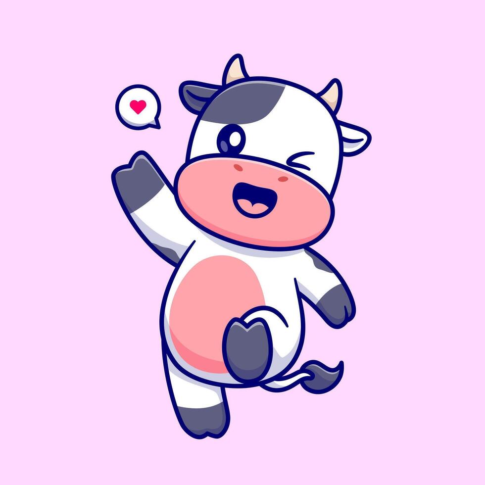 Cute Cow Waving Hand Cartoon vector