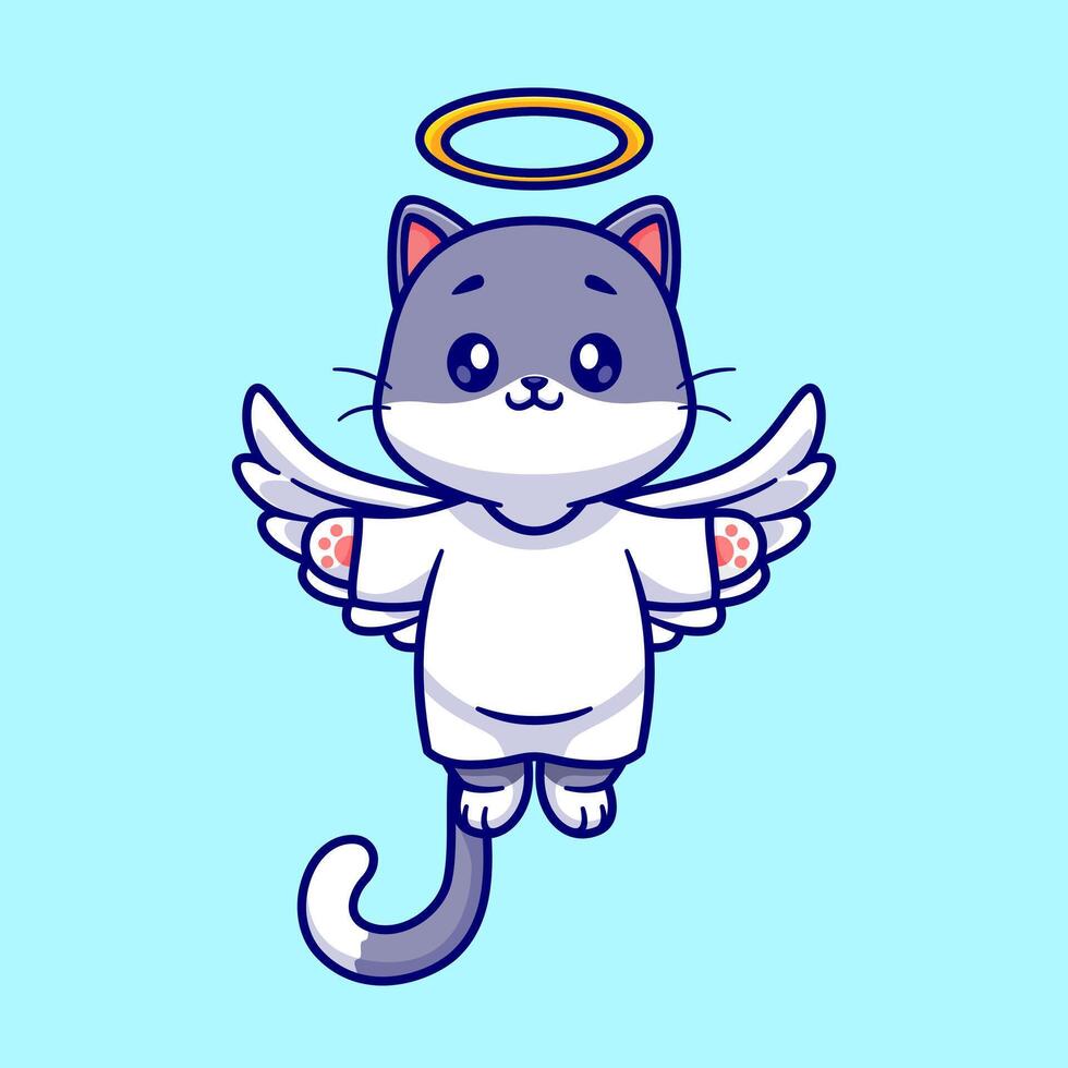 Cute Angel Cat Flying Cartoon vector