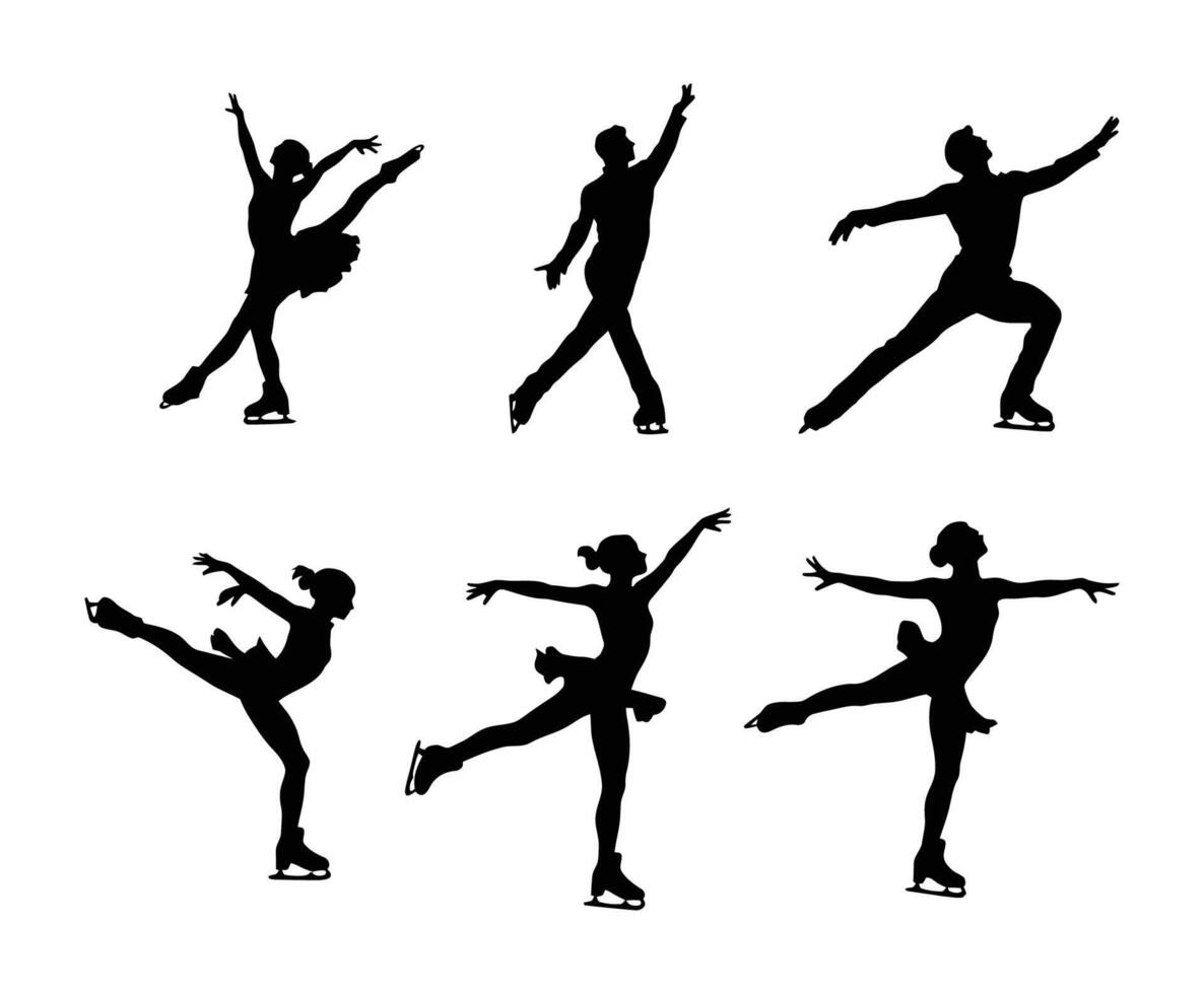 Elegant Figure Skating Silhouettes Template vector