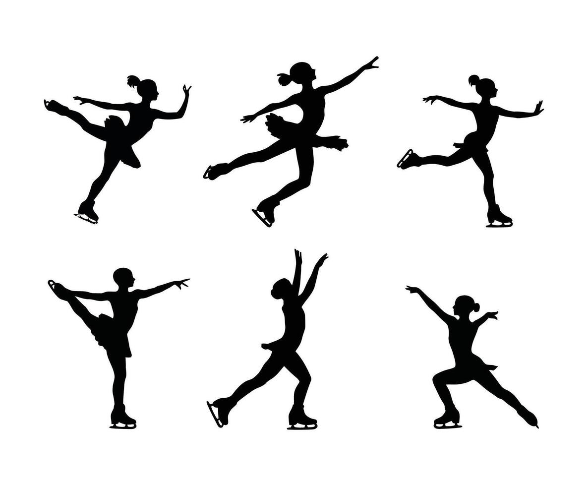 Ice Skating Silhouettes Template vector