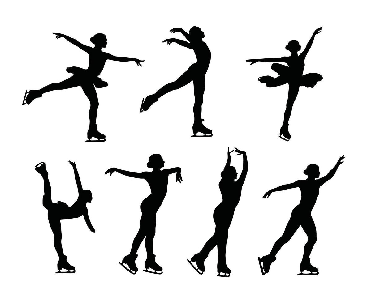 Ice Skating Silhouettes Collection Design vector