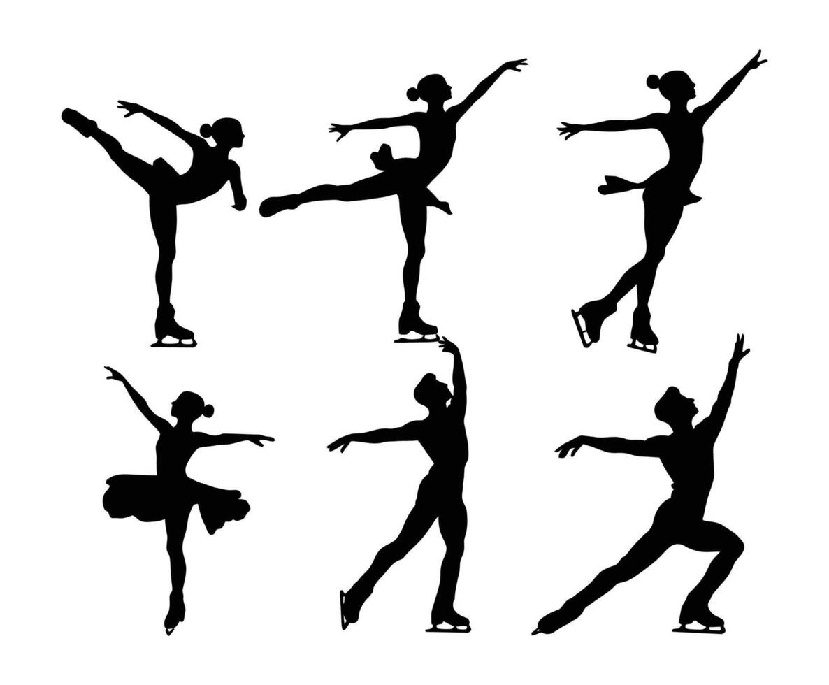 Ice Skating Silhouettes Illustration vector