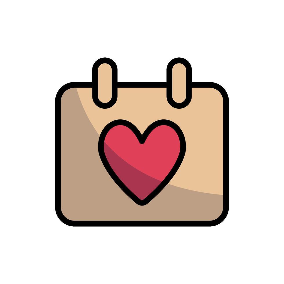 Calendar icon features a contemporary Valentine graphic with a clean look vector