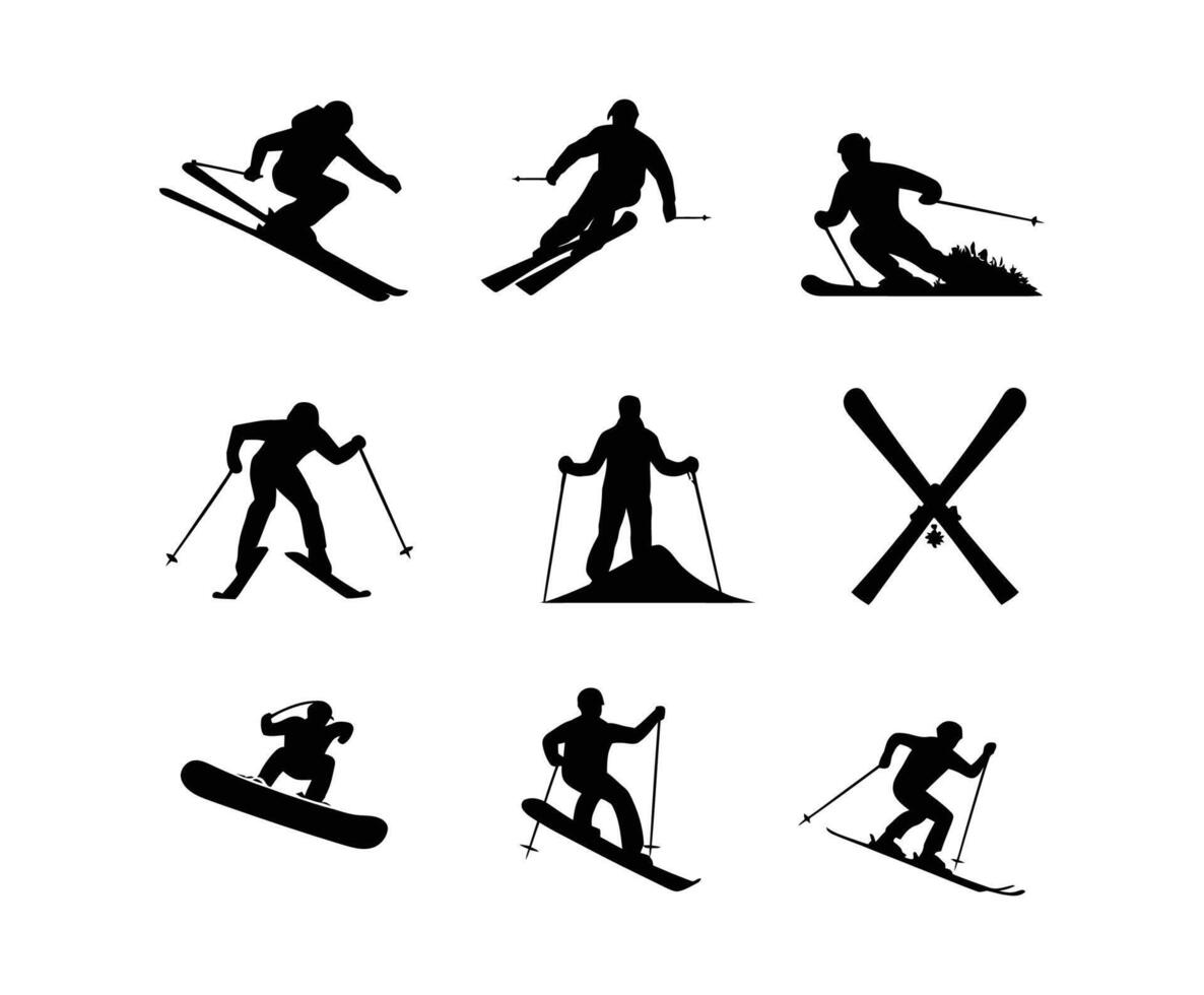 Skiing Silhouette Design Collection vector