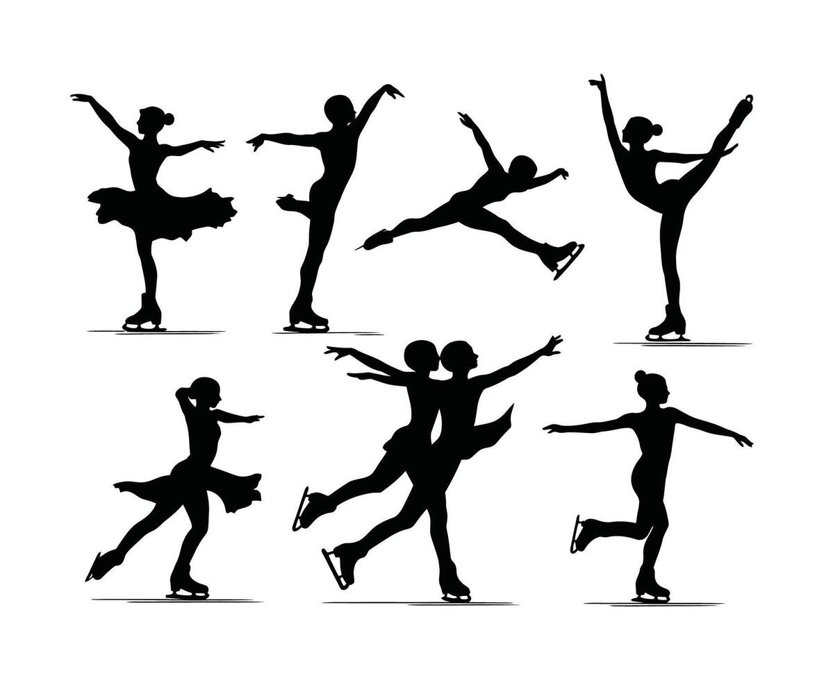 Elegant Ice Skating Poses Design vector
