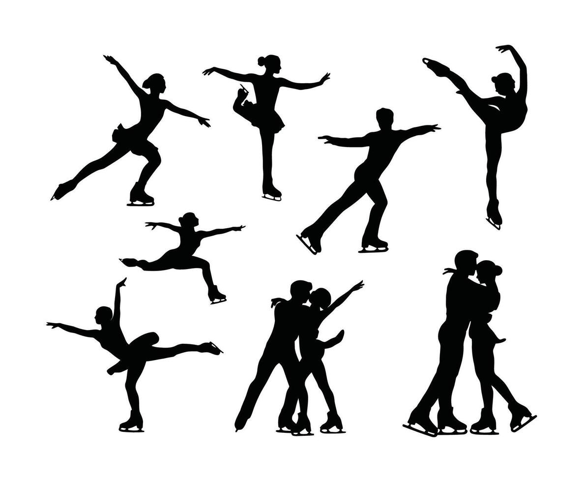 Minimalist Ice Skating Silhouettes Set vector