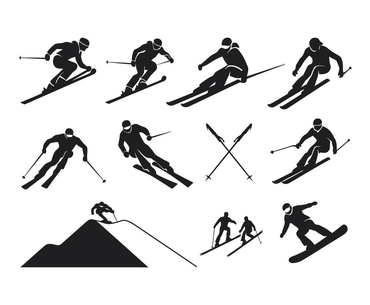 Skiing Silhouettes Template Design vector