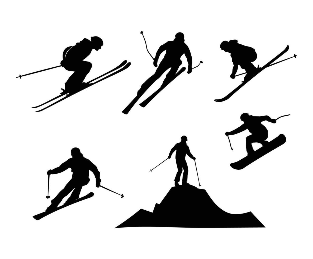 Skiing Silhouettes Art Template vector
