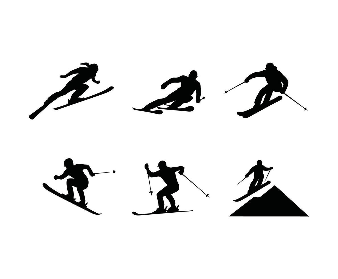 Elegant Skiing Silhouettes EPS vector