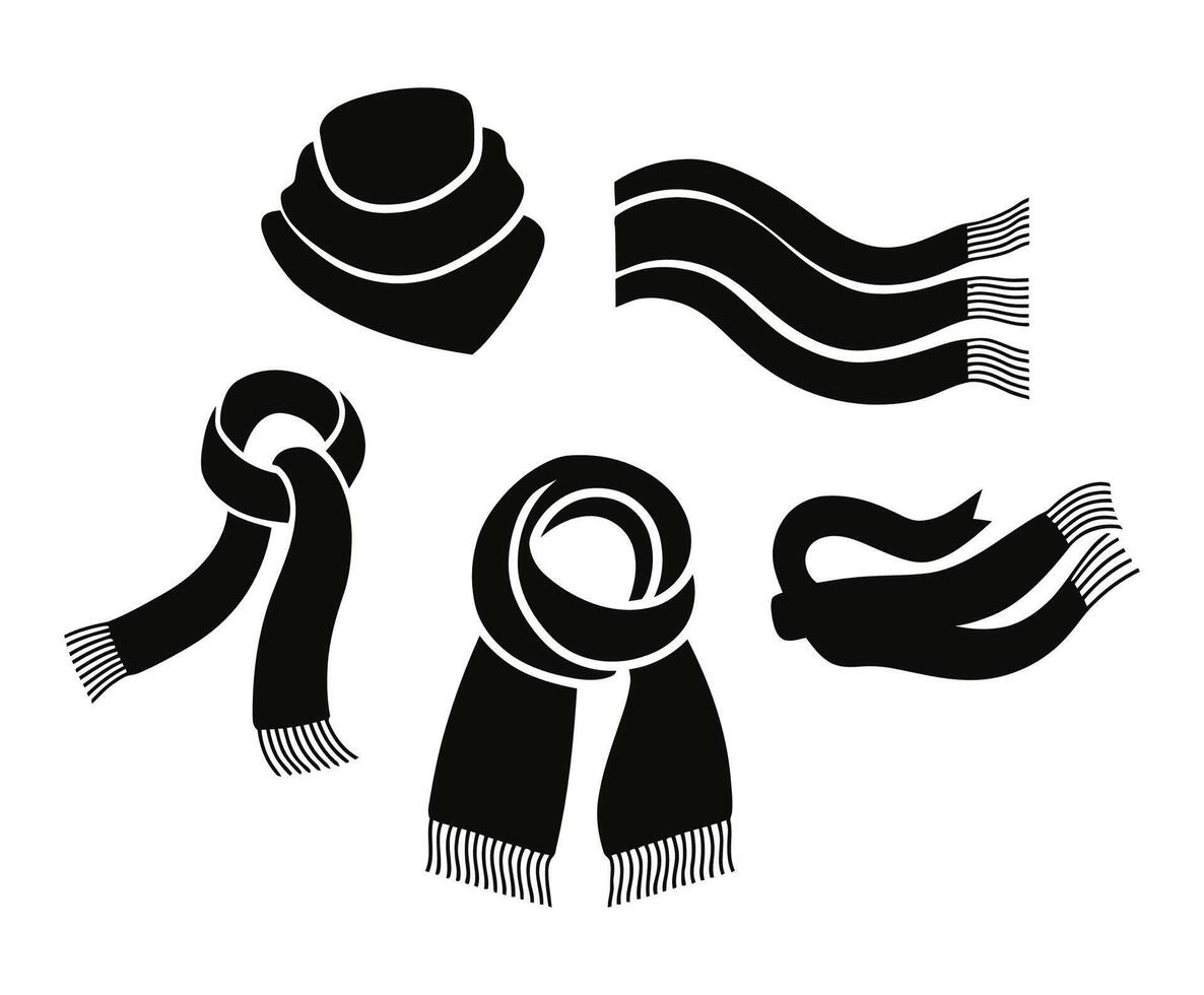 Minimal Winter Scarves Silhouettes vector