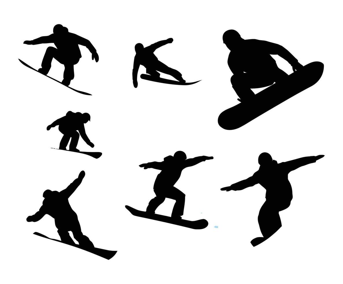 Snowboarder Silhouettes Template vector