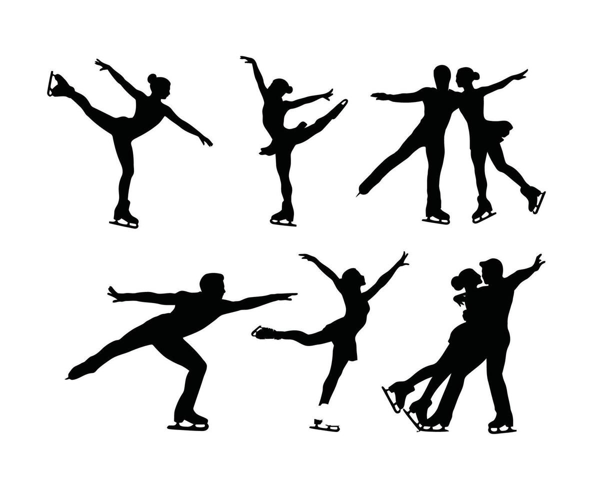 Dynamic Ice Skating Poses Template vector