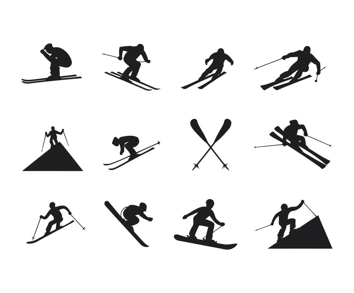 Skiing Silhouettes EPS Template vector