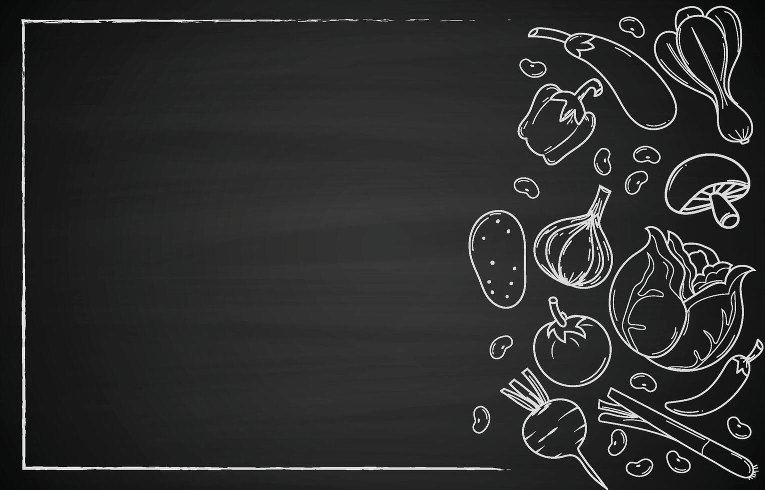 Chalkboard background with vegetable doodles illustration vector