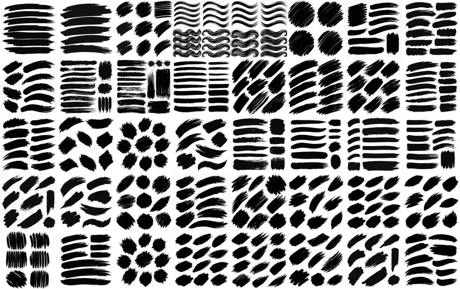 Black Brush Stroke Collection - Grunge Textures, Artistic Patterns, and Abstract Paint Swatches vector